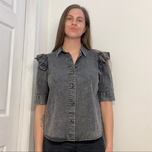 Grey frill blouse